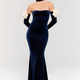 Versailles Rose Navy Gown Elbise