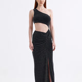 Gloria Glitter Maxi Elbise Siyah