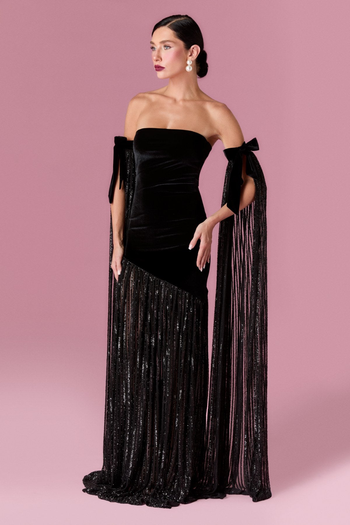 Graceful Swan Gown Elbise - Siyah - Nur Karaata