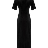 Dynasty Siyah Kadife Maxi Elbise
