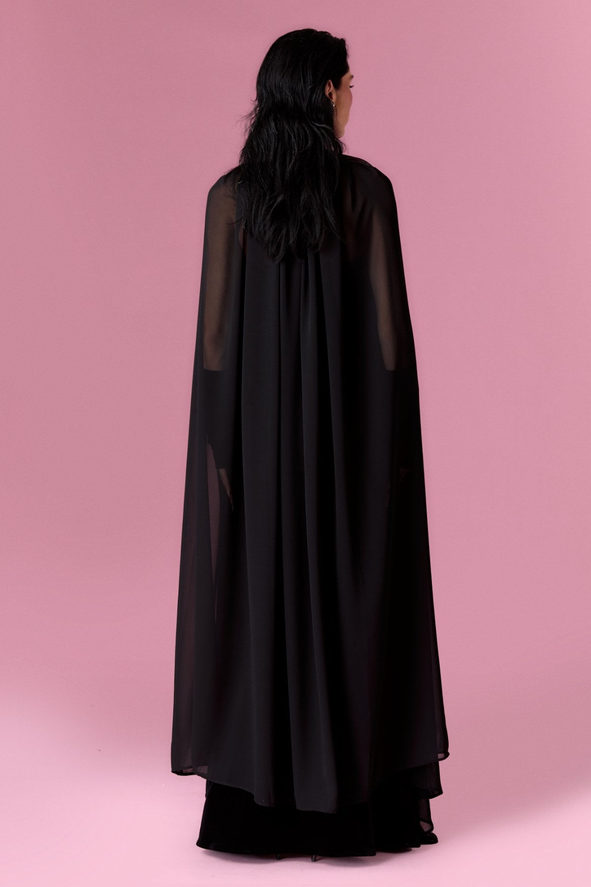 Valentina Cape Gown Elbise - Siyah - Nur Karaata