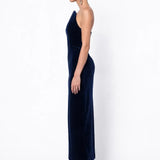 Lacivert Kadife Bodycon Midi Elbise
