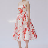 Solares Red Floral Elbise