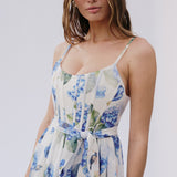 Sombre Blue Floral Elbise