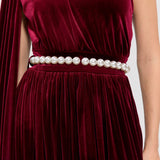 Baglioni Burgundy Gown Elbise