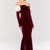 Versailles Rose Burgundy Gown Elbise