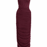 Belinda Mesh Burgundy Dress