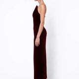 Bordo Kadife Bodycon Midi Elbise - Bordo - Souvie