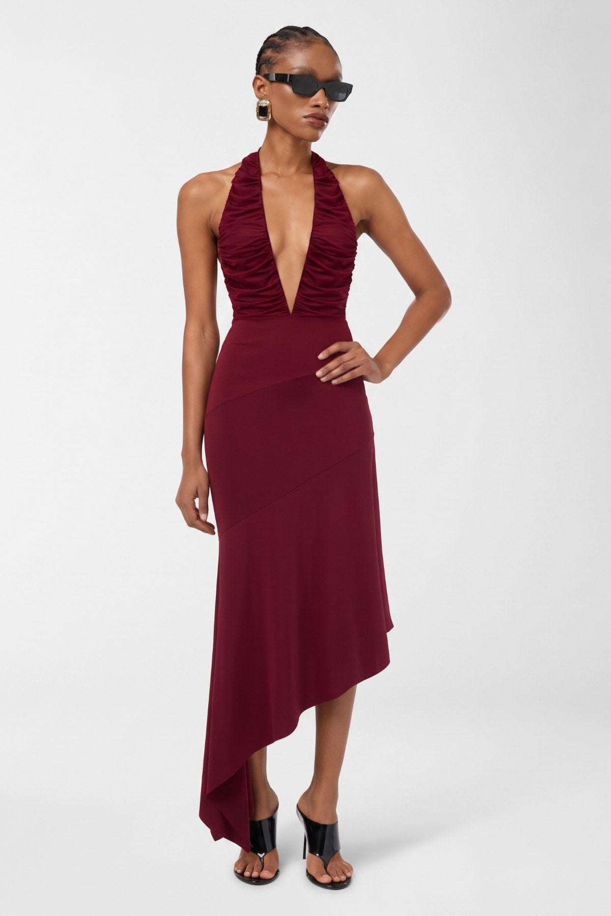Fuergo Burgundy Dress - Bordo - Görsel 3