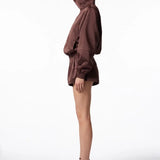 Kahverengi Saten Ceket - Kahverengi - Souvie