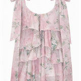 Lilia Pink Floral Elbise