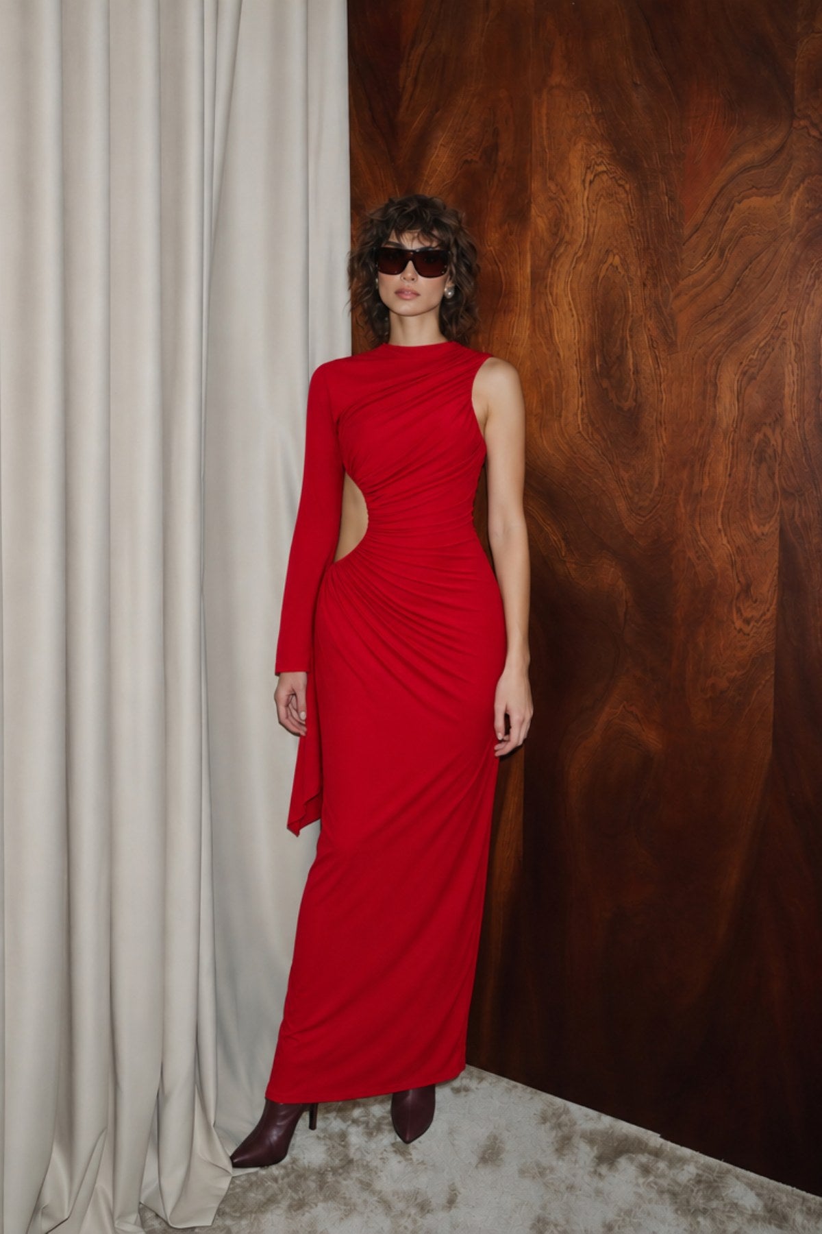 Sirena Red Long Dress - Kırmızı - Görsel 4
