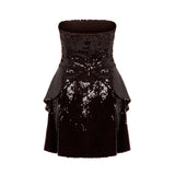 Talia Sequin Brown Elbise