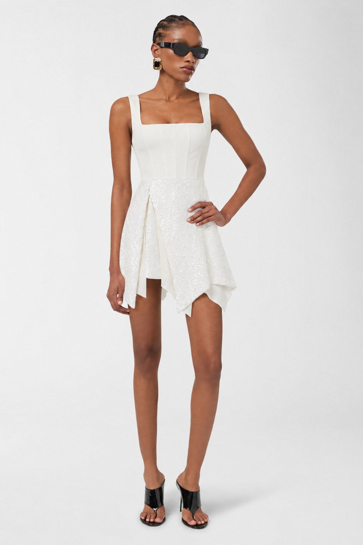 Vera White Sequin Dress - Beyaz - Görsel 3
