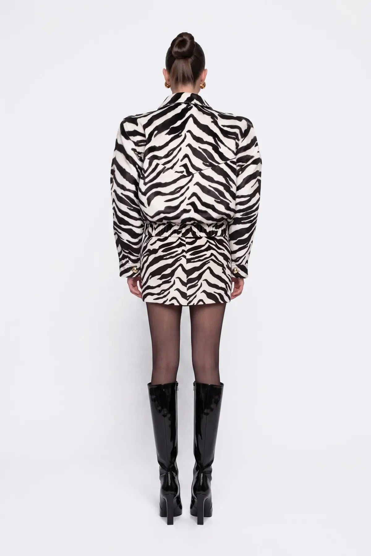 Zebra Desenli Tay Tüyü Ceket - Siyah - Souvie