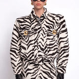 Zebra Desenli Tay Tüyü Ceket - Siyah - Souvie